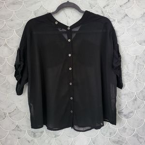 Forever 21 Airy Light Button Short Sleeve Top